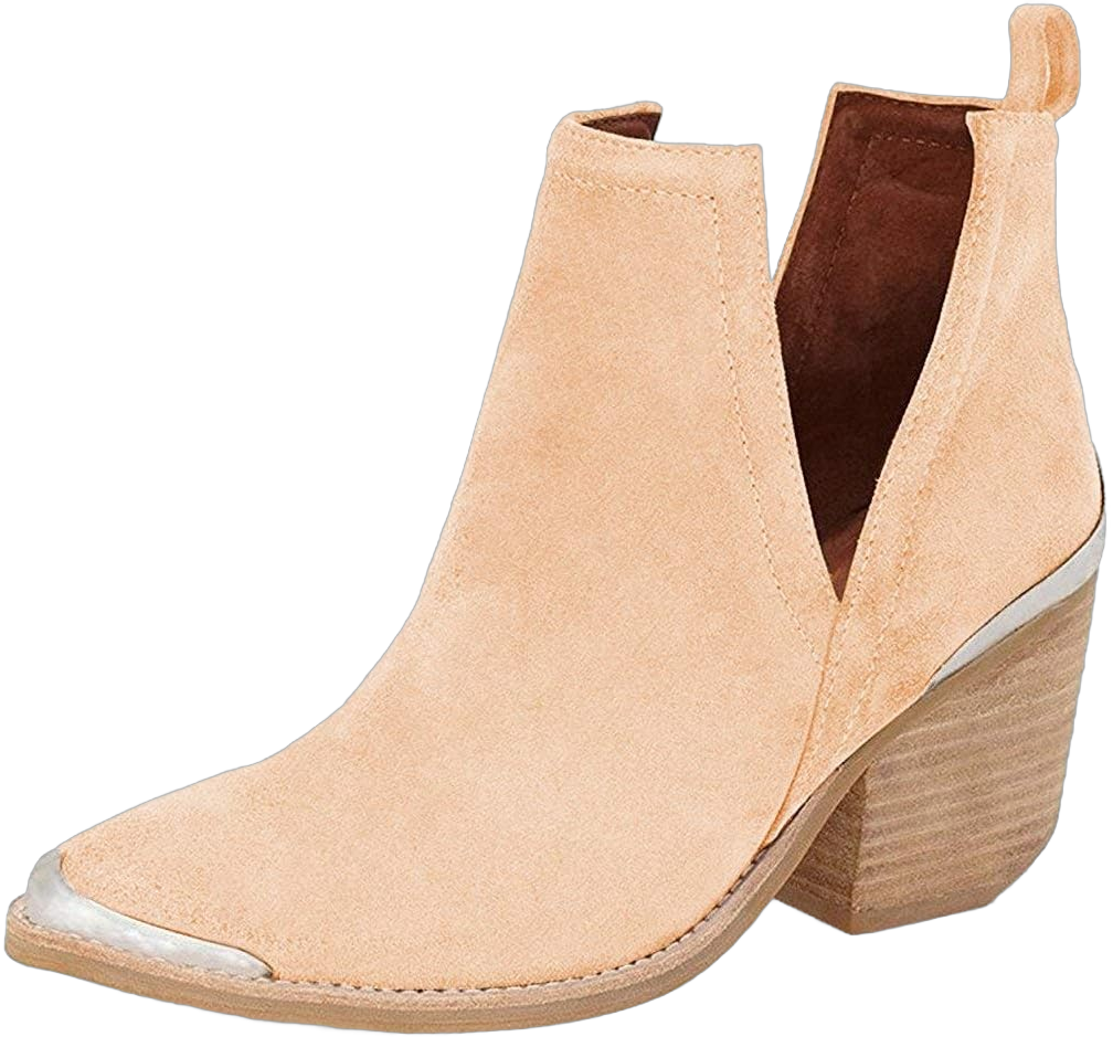 YDN Women's Low Heeled Ankle Boots Faux Suede Cowboy Booties Cutout with Metal Toe Shoes for Formal Outfit Size 4-15 US 13 Beige