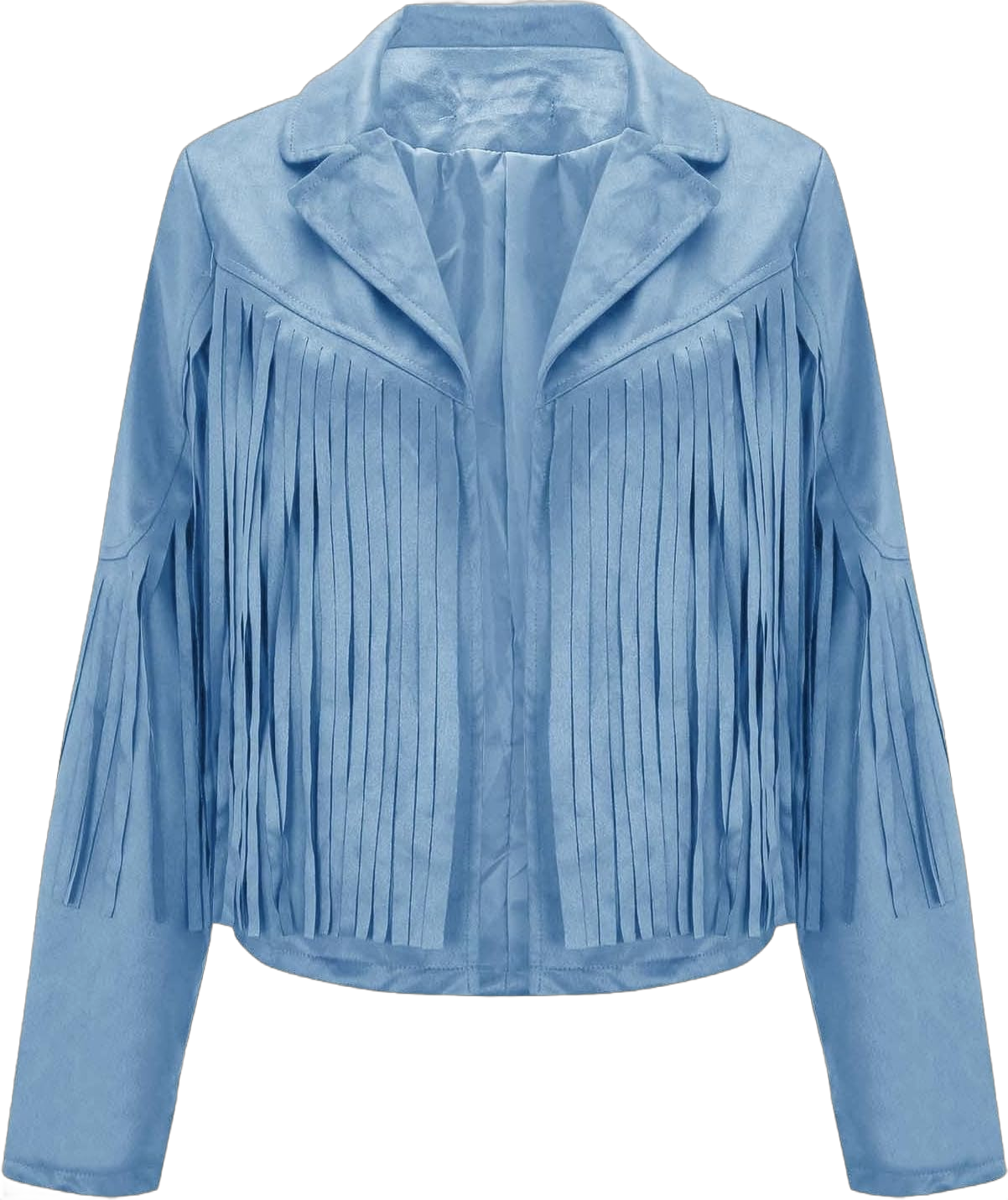 Women Fashion Fringe Faux Suede Leather Jackets Fashion Lapel Tassel Motorcycle Cropped Coats Moto (a-Sky Blue, S)