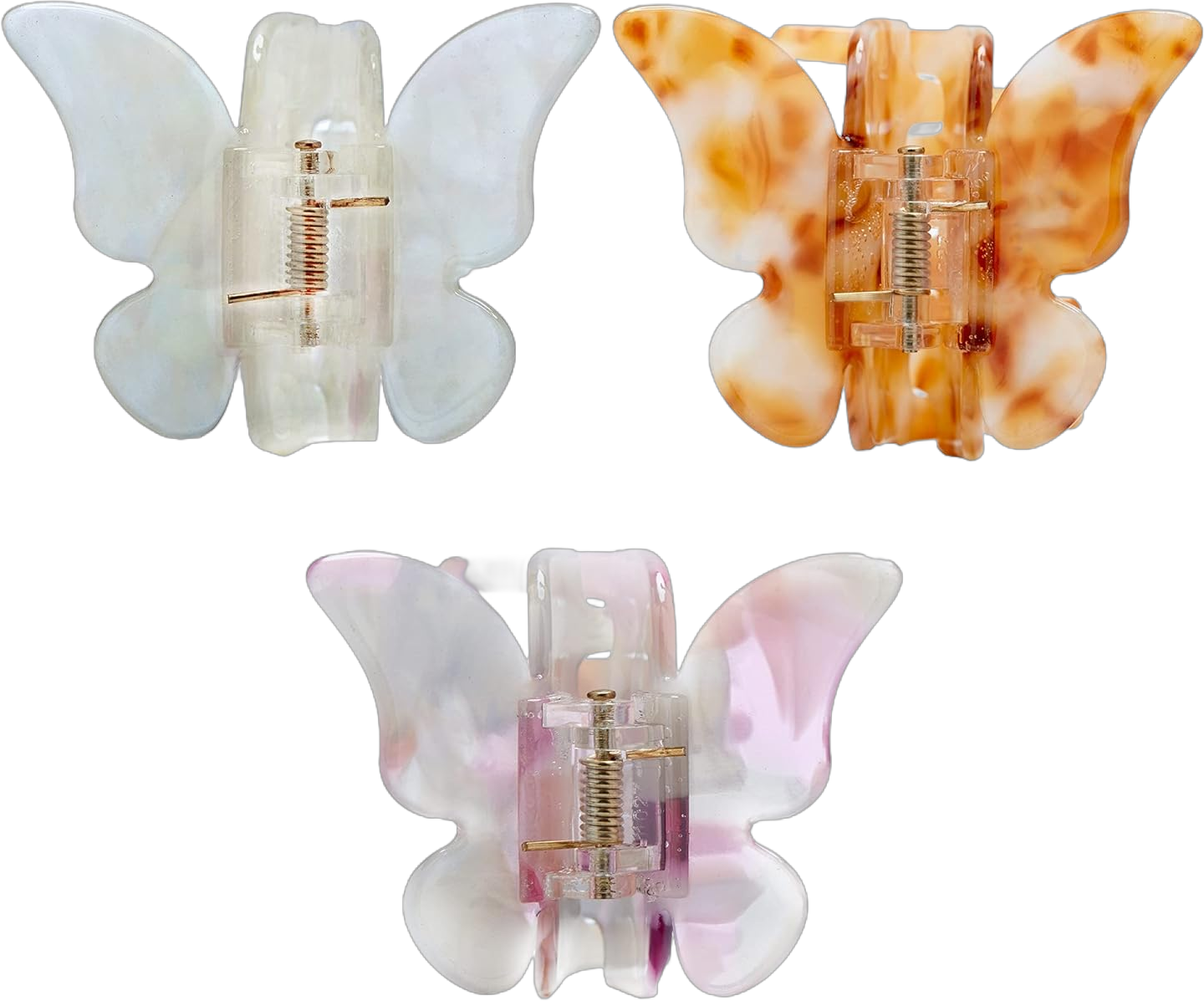 Butterfly Hair Clips, Tortoise Shell Cellulose Acetate Barrettes Claw Clips No-Slip Grip French Design Hair Jaw Clips Clamp Small Hair Accessories for Women Girls Ladies (3 Pack) STYLE A