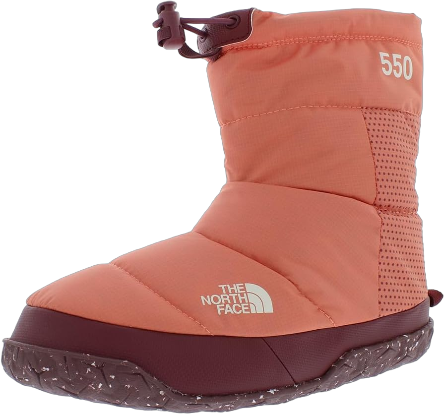 THE NORTH FACE Women's Nuptse Après Bootie Snow Boot 8 Coral Sunrise/Wild Ginger-orange