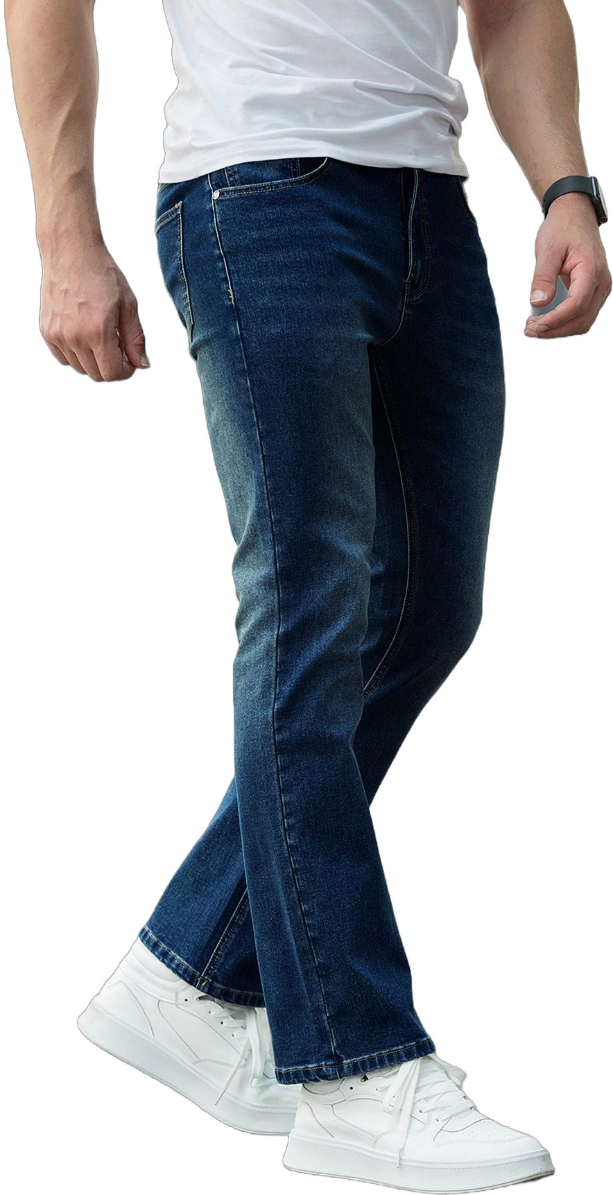 Men Slant Pocket Straight Leg Jeans