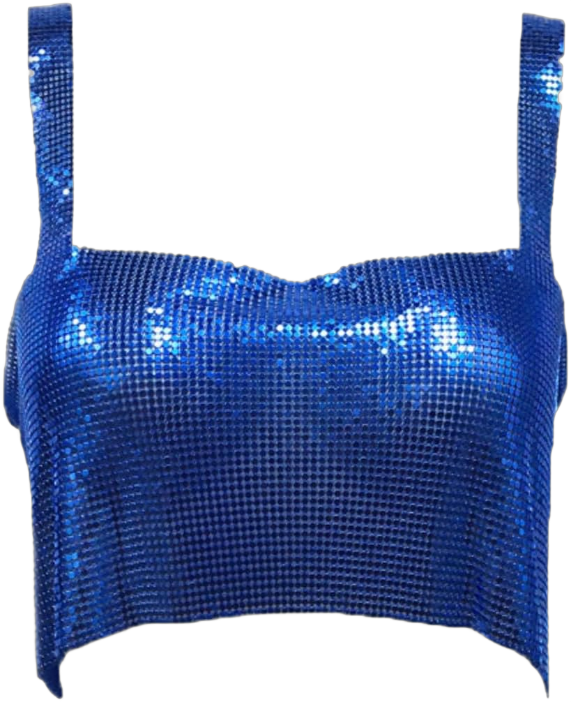 Sexy Crop Top for Women Metal Sequins Tank Top Sleeveless Glitter Tube Top Body Chain for Rave Party Clubwear One Size Dark Blue