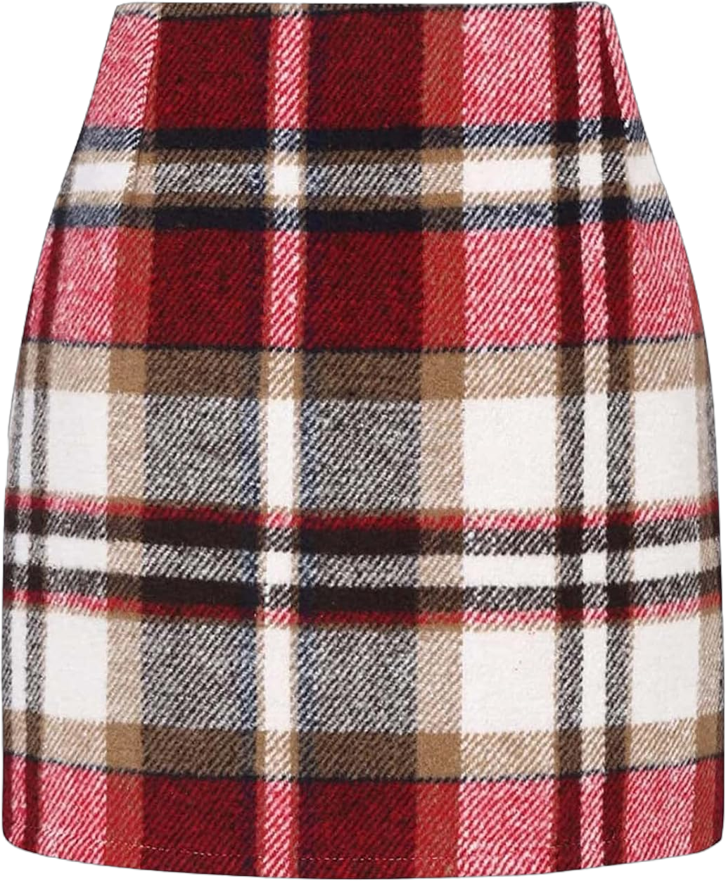 Womens Wool Plaid High Waist Skirt 2024 Casual Stretch A line Bodycon Pencil Mini Skirts Fall Winter Fashion Skirt XX-Large 03-rd1