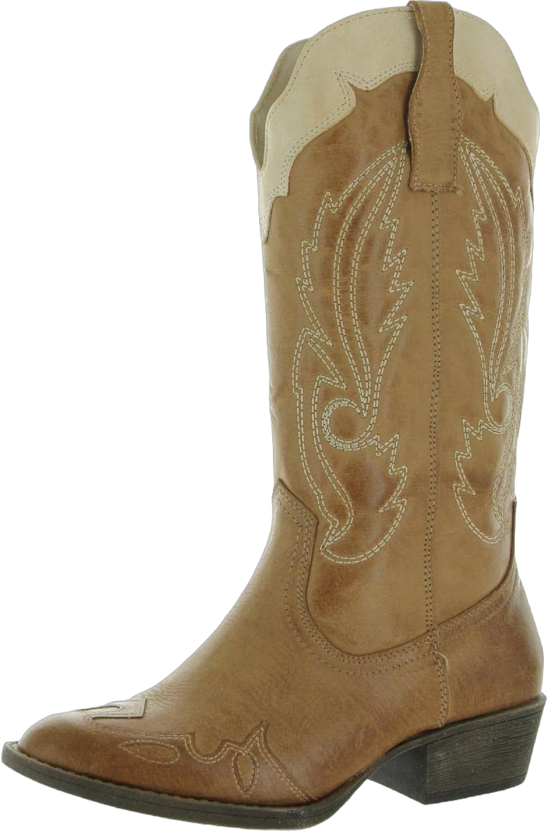 Coconuts by Matisse Womens Cisco Faux Leather Almond Toe Cowboy, Western Boots 6 Tan