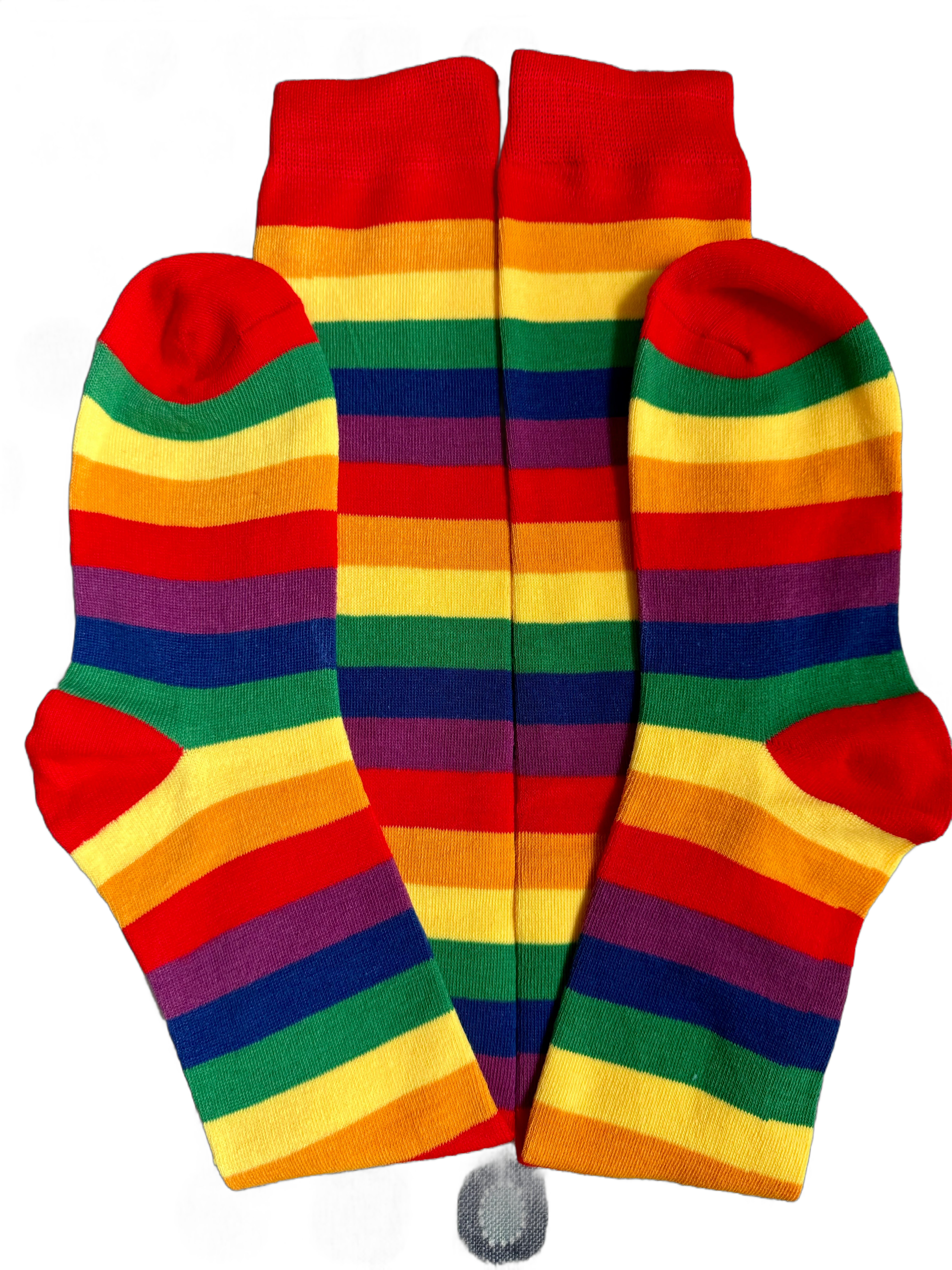 Team Red Rainbow Stripes Unisex Adult Thigh High Socks