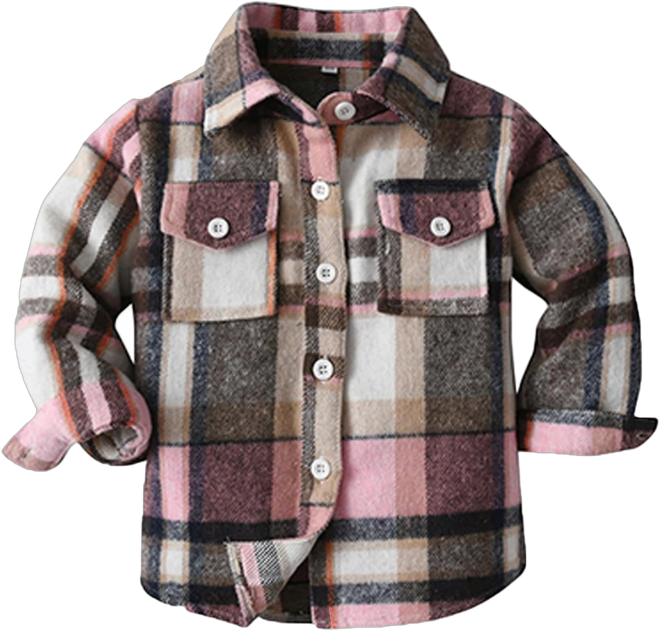 Bbay Boys Girls and Toddlers' Flannel Shirt Long Sleeve Plaid Lapel Button Down Shirt Jacket Tops for Kids 18-24 Months Hot Pink