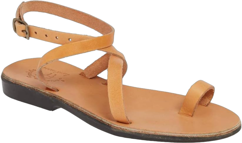 Jerusalem Sandals Womens Mara Black, Durable Handcrafted Real Leather Sandals, Women Sandal With Dainty Strappy Uppers, Adjustable Buckle Closure at the Ankle, Textured sole, Waterproof 7 Tan