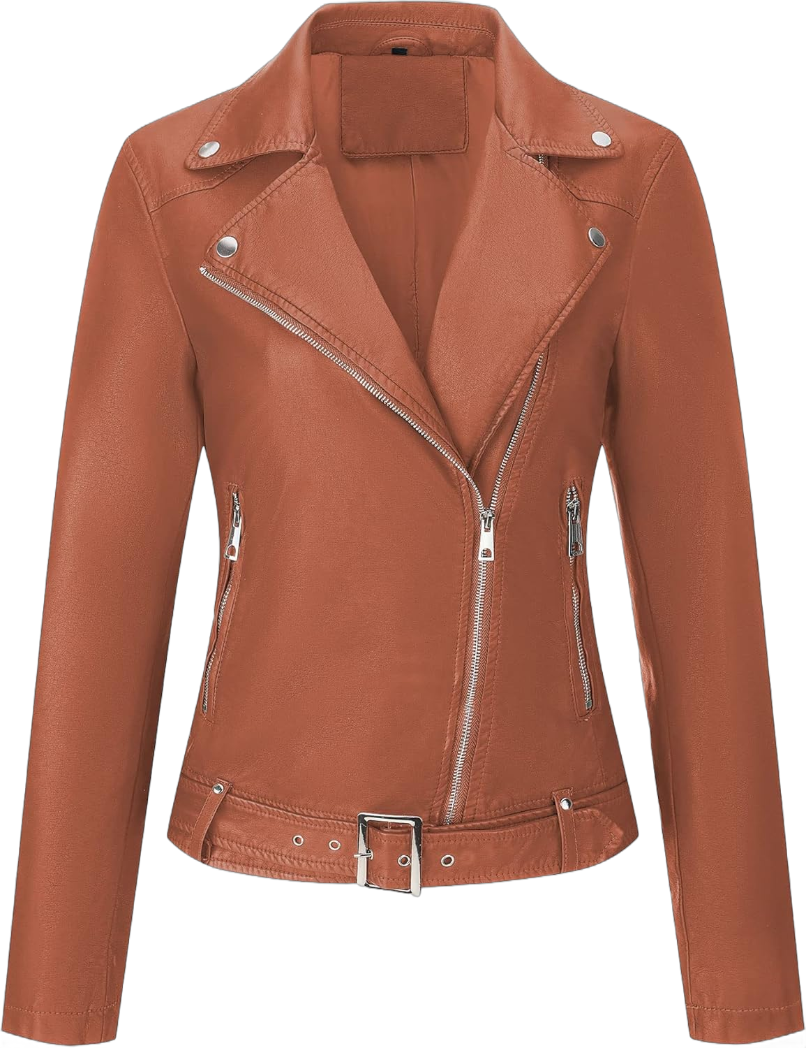 Bellivera Women Faux Leather Motorcycle Jacket Trendy Moto Biker Casual Fall Coat