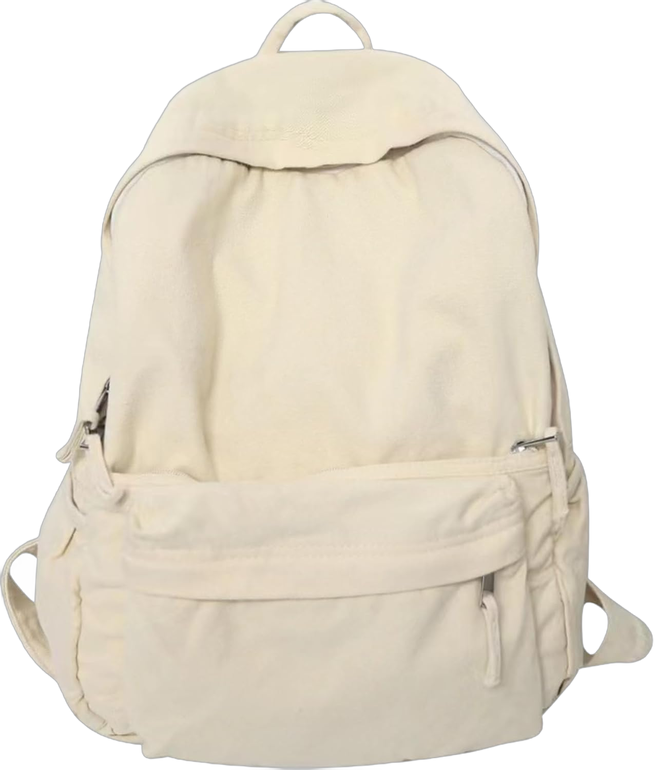 Sumleno Canvas Backpack For Men Women Lightweight Casual Daypack Medium Size Aesthetic Backpack Outdoor Shopping Bag (White)