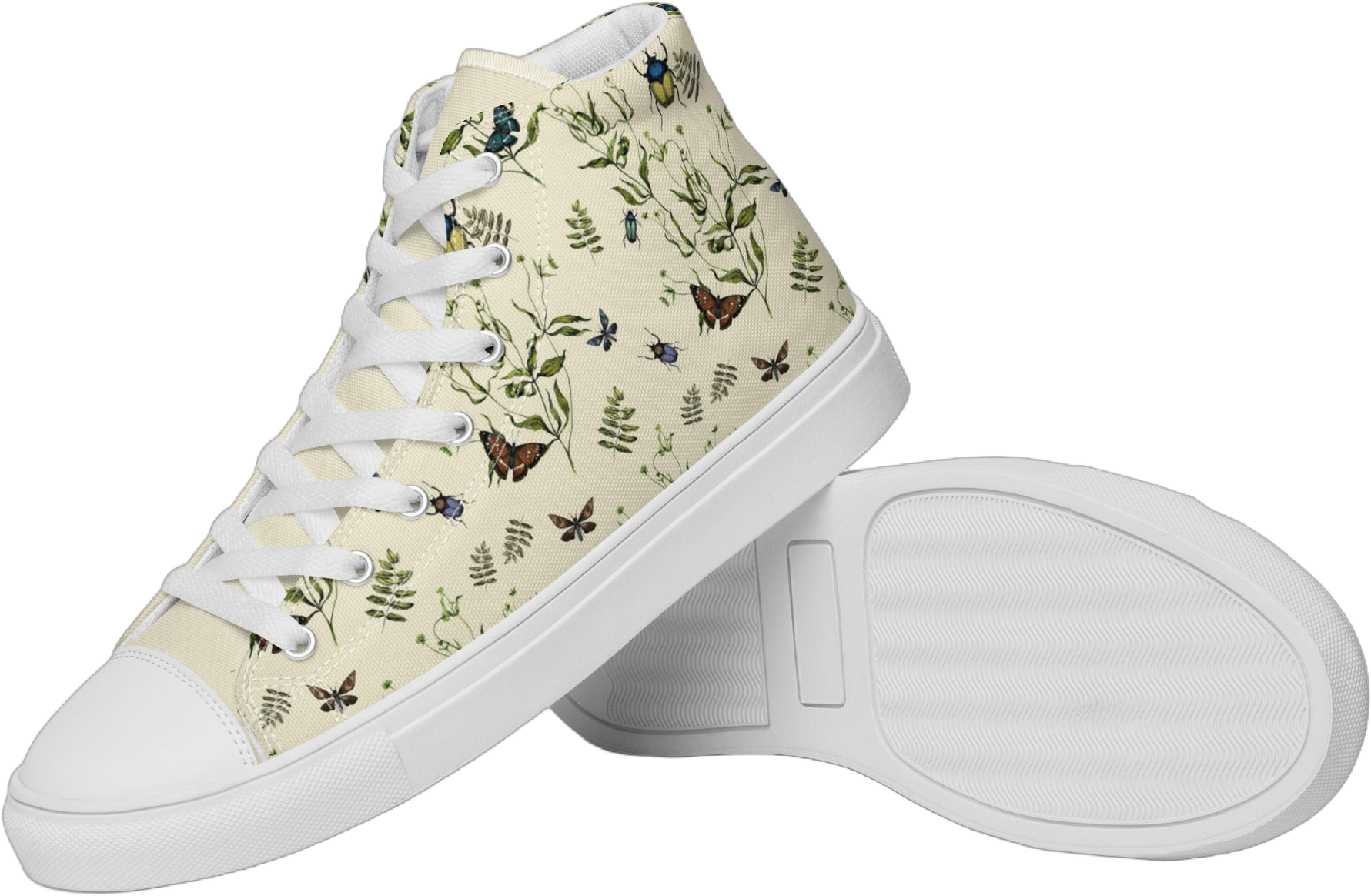 Women’s high top canvas shoes Wildlife/Apricot White Tongue