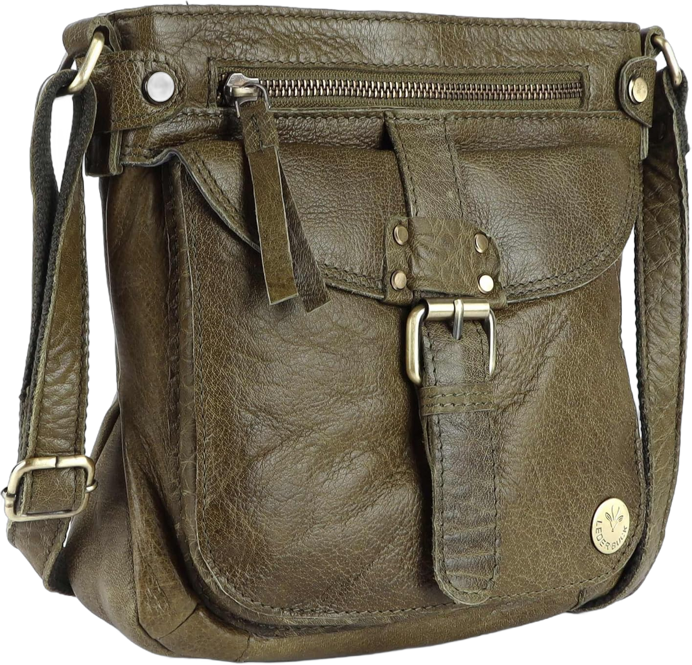 Real Leather Soft Small Womens Crossbody Handbags & Purses - Premium Sling Crossover Shoulder Bag Olive Green