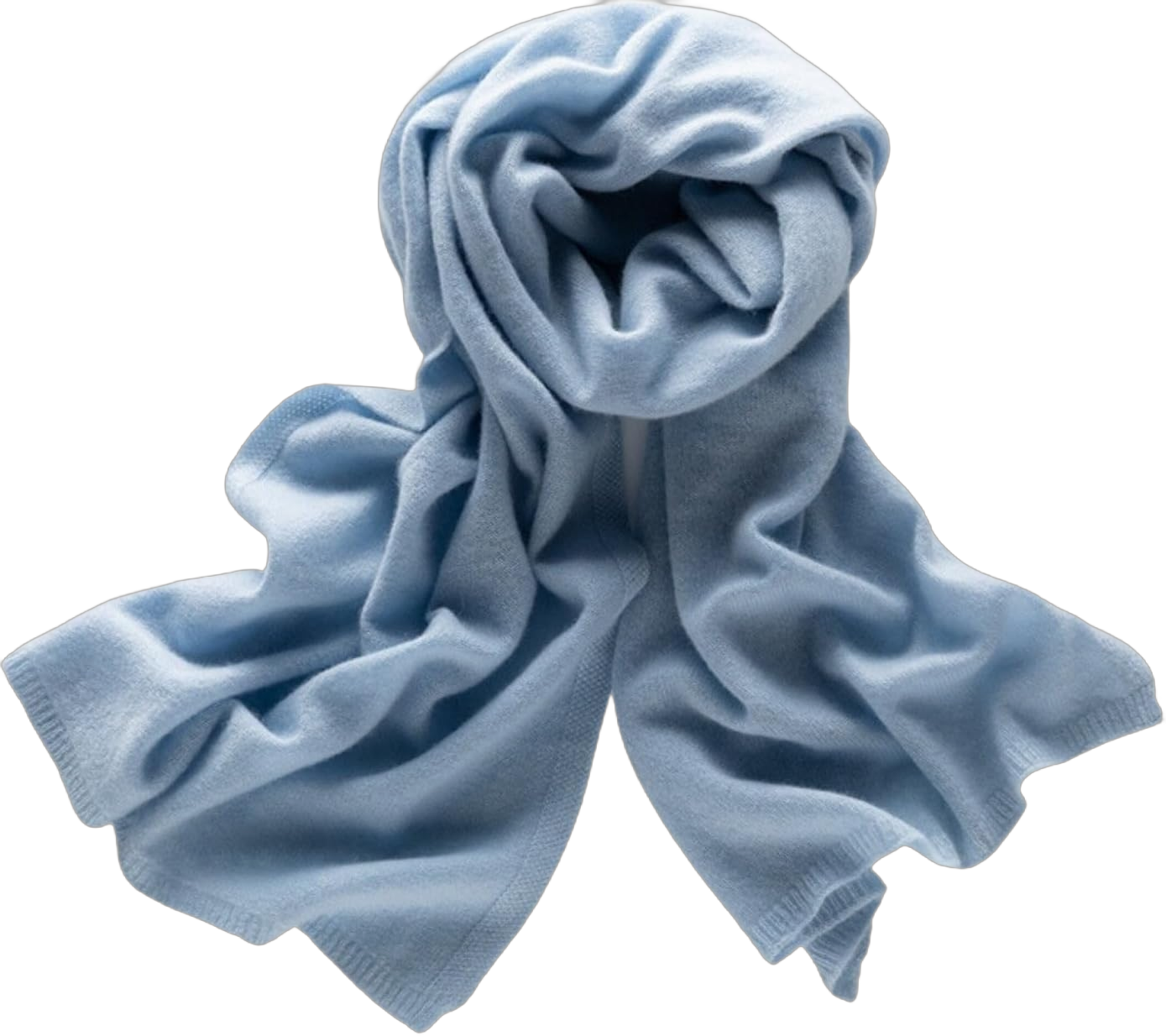 New York Women's 100% Luxury Cashmere Rib Trim Scarf | Ribbing Detail on Bottom | Natural Soft High-end Fabric | 12 Gauge, 60 grams | Blue, One Size