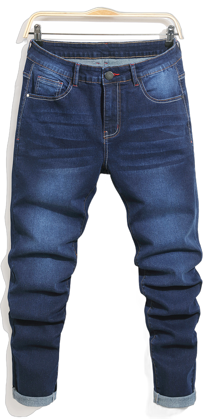 Classic High-End Mature Men's Washed Pocket Slim Fit Jeans