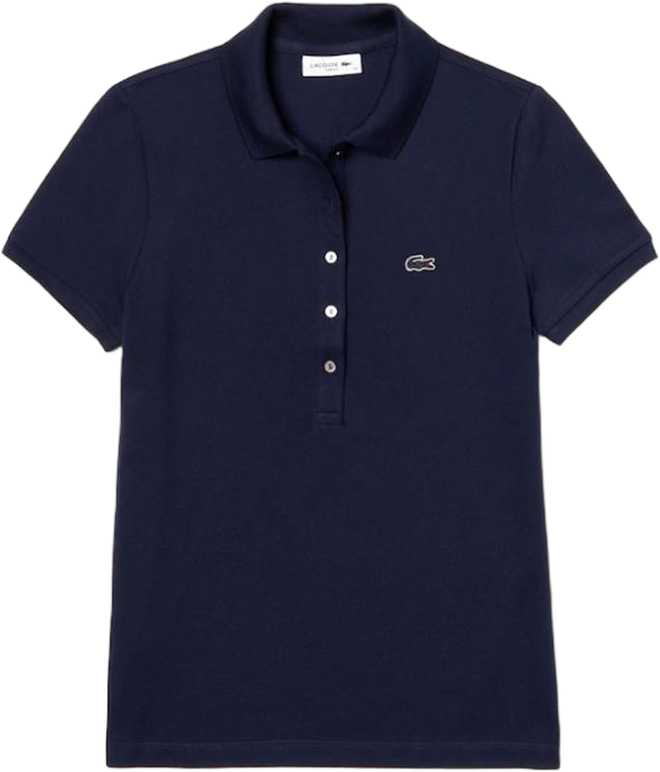 Lacoste Women's Slim Fit Stretch Mini Cotton Piqu Polo Shirt Navy Blue PF7845 166