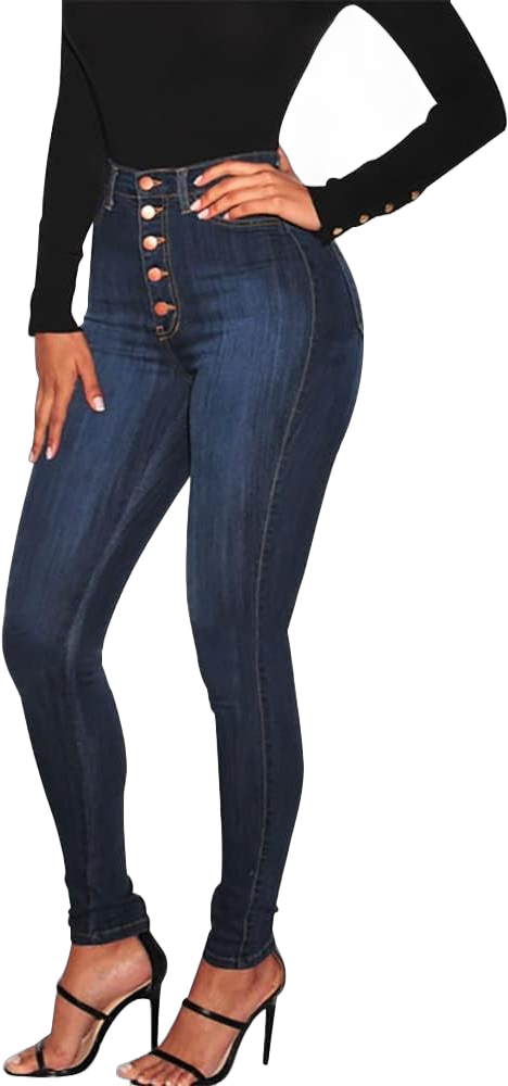 KUNMI Womens Curvy High Waist Stretch Butt Lifting Skinny Colombian Jeans XX-Large Blue Black