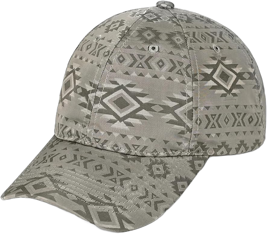 C.C South Western Pattern Baseball Cap for Women Unisex - Adjustable Stretch Fit Aztec Pattern Daily Hat Cap One Size Lt. Grey