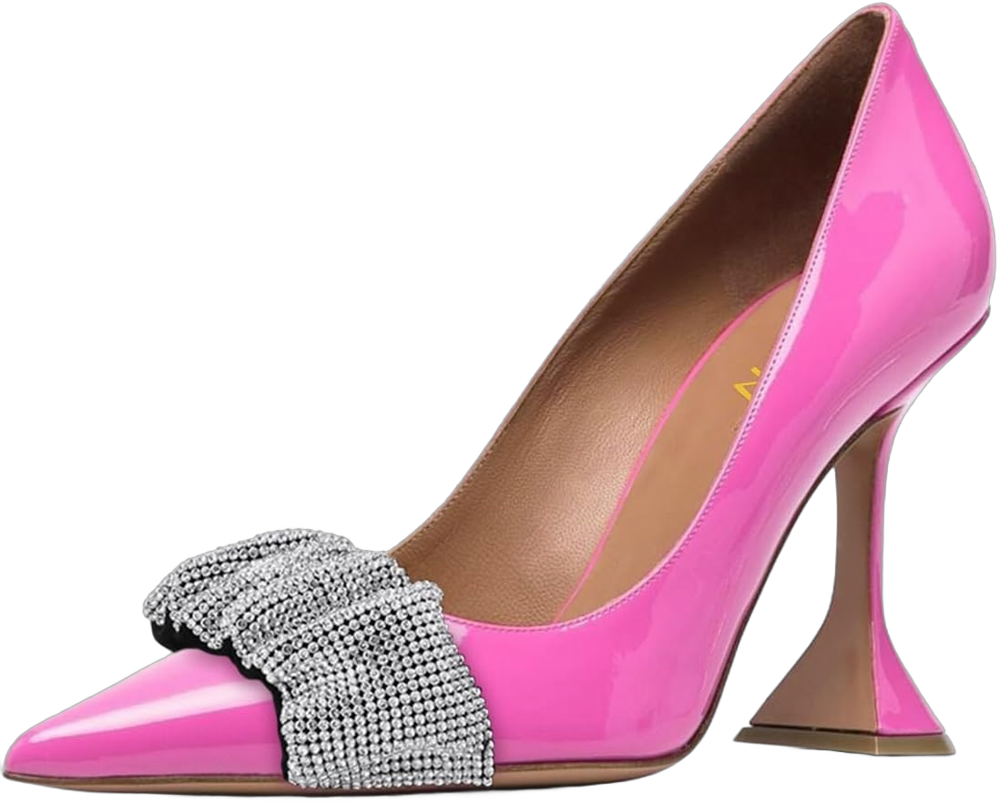 YDN Women Pointed Toe Slip on Pumps Special Kitten High Heel Shoes Party Prom Dress Lady Size 4-16 US 11 Hot Pink