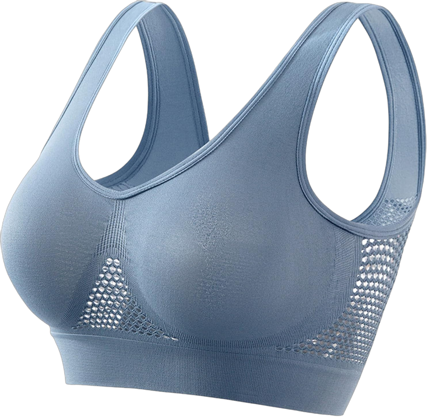 Hvyesh Breathable Cool Liftup Air Bra 2024 New Sports Bra for Women Full Support Seamless Wireless Unpadded No Underwire Bra Medium #01-blue