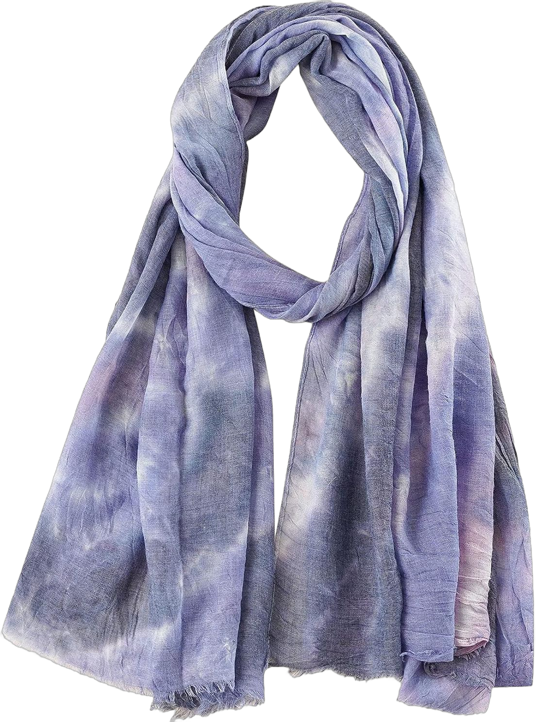 Casual Thin Linen Cotton Fashion and Tie-dye Women Scarf Printed Scarf Silk Scarf (Navy, One Size)