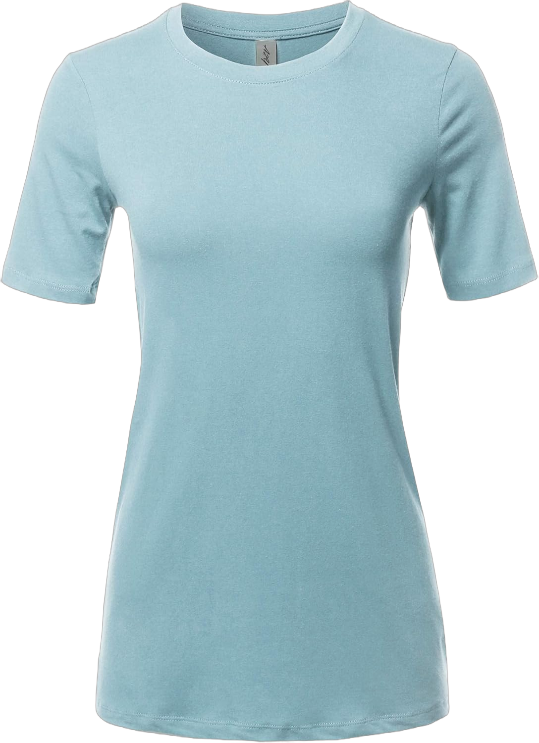 Women's Basic Solid Premium Cotton Short Sleeve Crew Neck T Shirt Tee Tops 3X Ash Blue