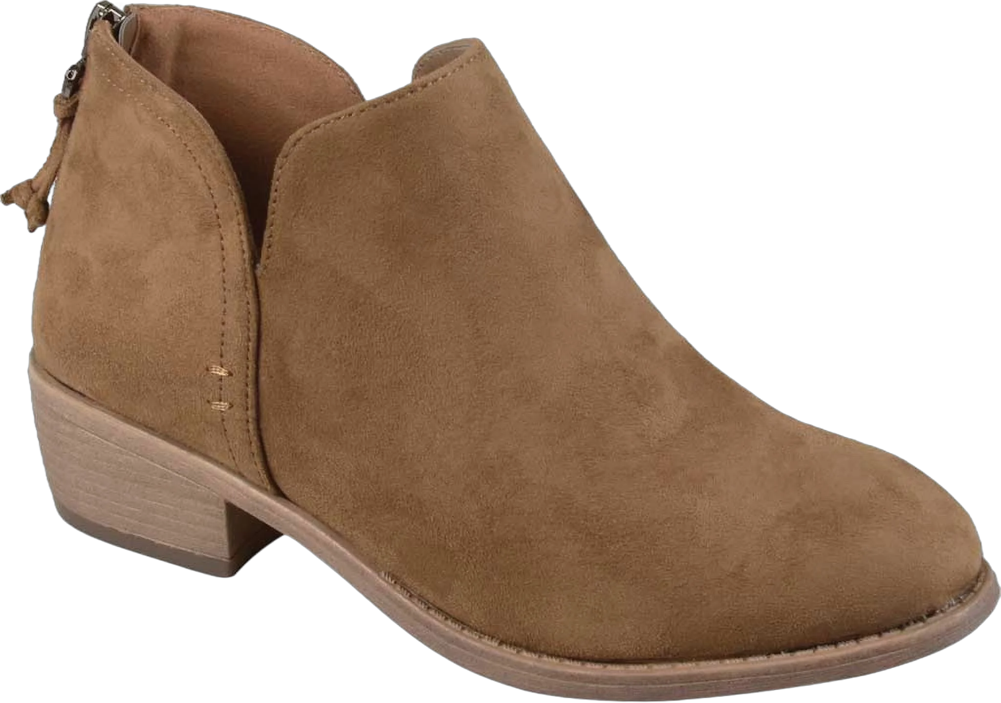 Women's Journee Collection Livvy Ankle Bootie Taupe Faux Suede 8 M