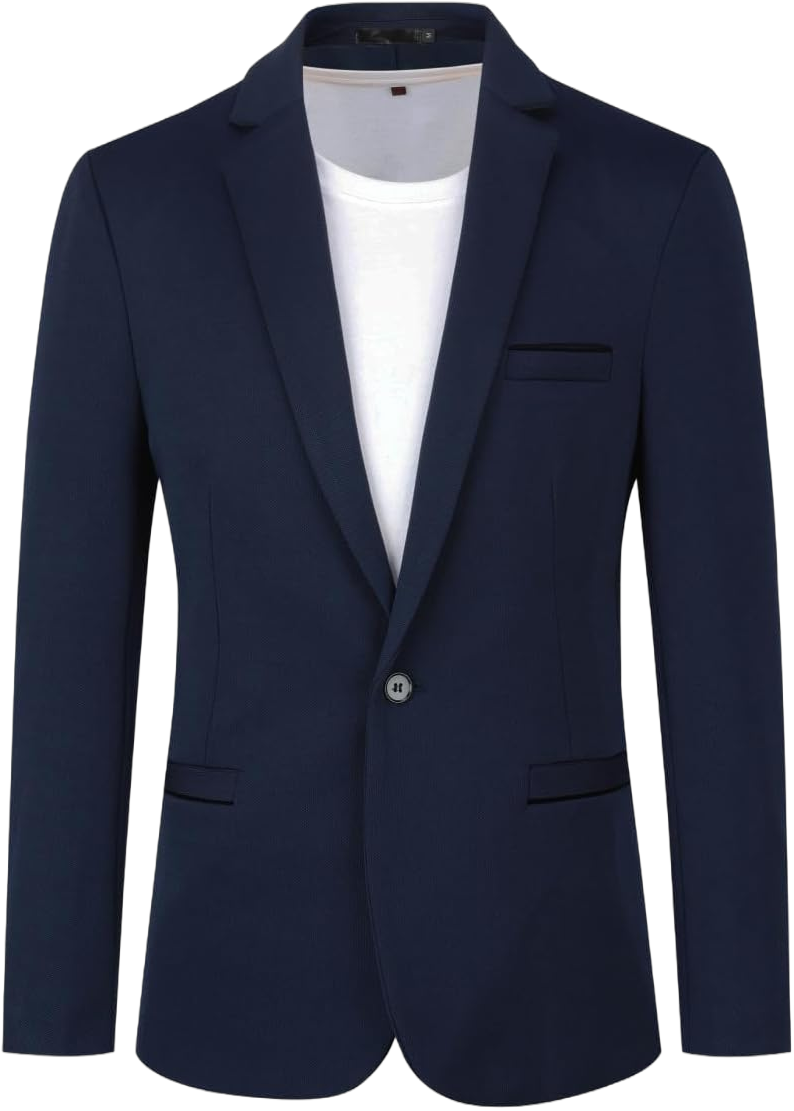 Cloudstyle Mens Casual Sport Coat 1 Button Slim Fit Suit Jacket Business Daily Blazer Small Dark Blue