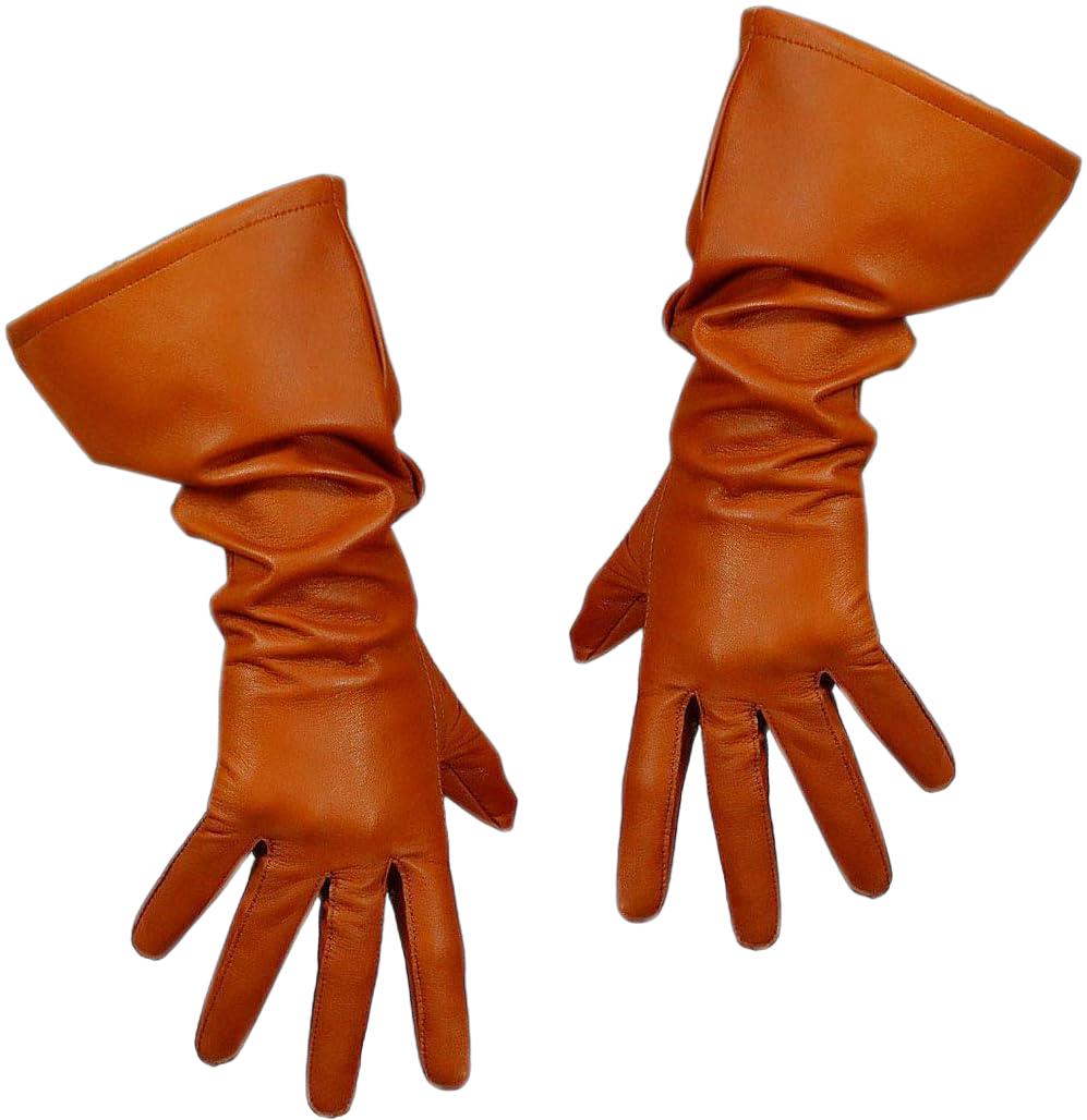 Real Leather Tech Long Gloves Unisex Large Lambskin Touchscreen for Costumes Dressy Warm Role-playing Gloves Brown