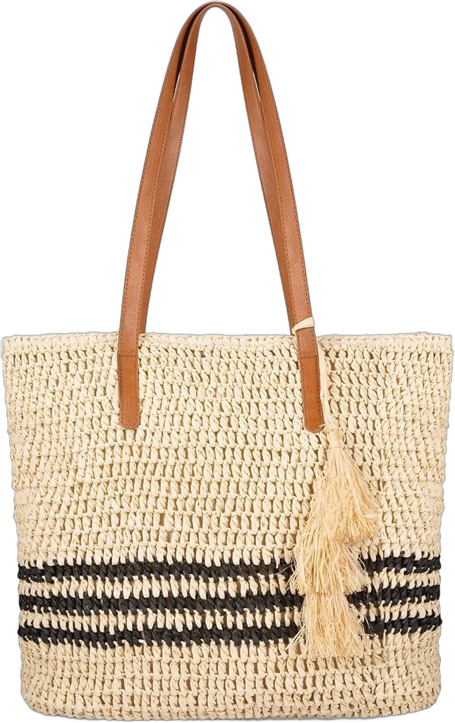 Straw Bag for Women - Summer Beach Bag Foldable Woven Tote Bags Shoulder Woven Crochet Bag Purses for Women 2024 Clutch Purses Hand-Carry Beach Bags, Beige