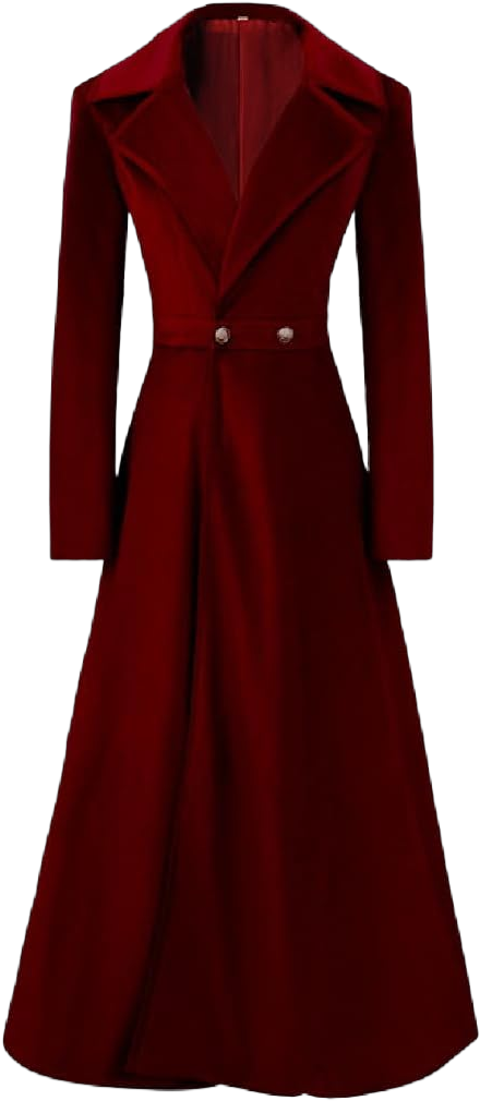 Women's Velvet Jacket Long Windbreaker Temperament Vintage Velvet Sleeved Buttoned Trench Coat Dress X-Large Red