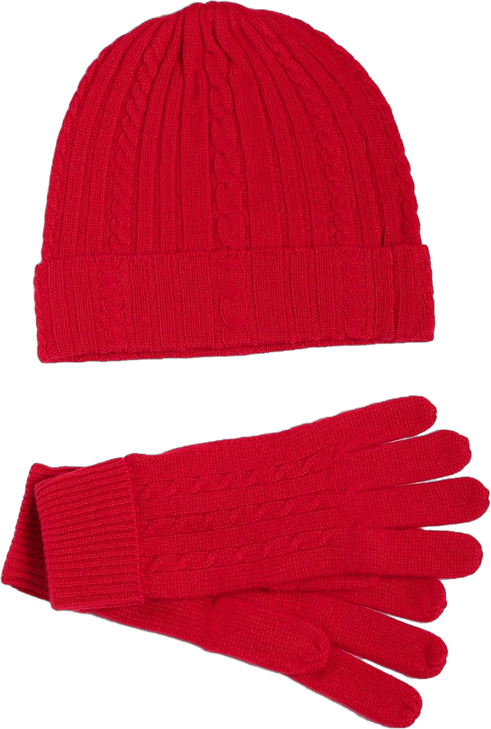 Fishers Finery Women's 100% Pure Cashmere Hat & Glove Set with Exquisite Box Cardinal Red