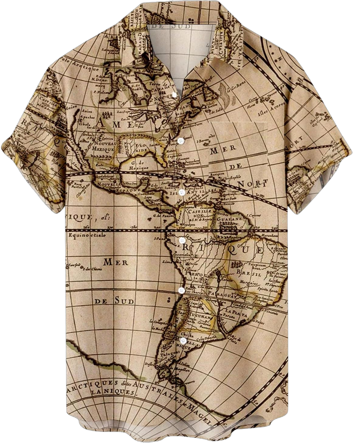 Hawaiian Shirt for Men Funky Casual Button Down Short Sleeve Unisex Beach Shirts Fashion World Map Print Summer Tops White 3X-Large