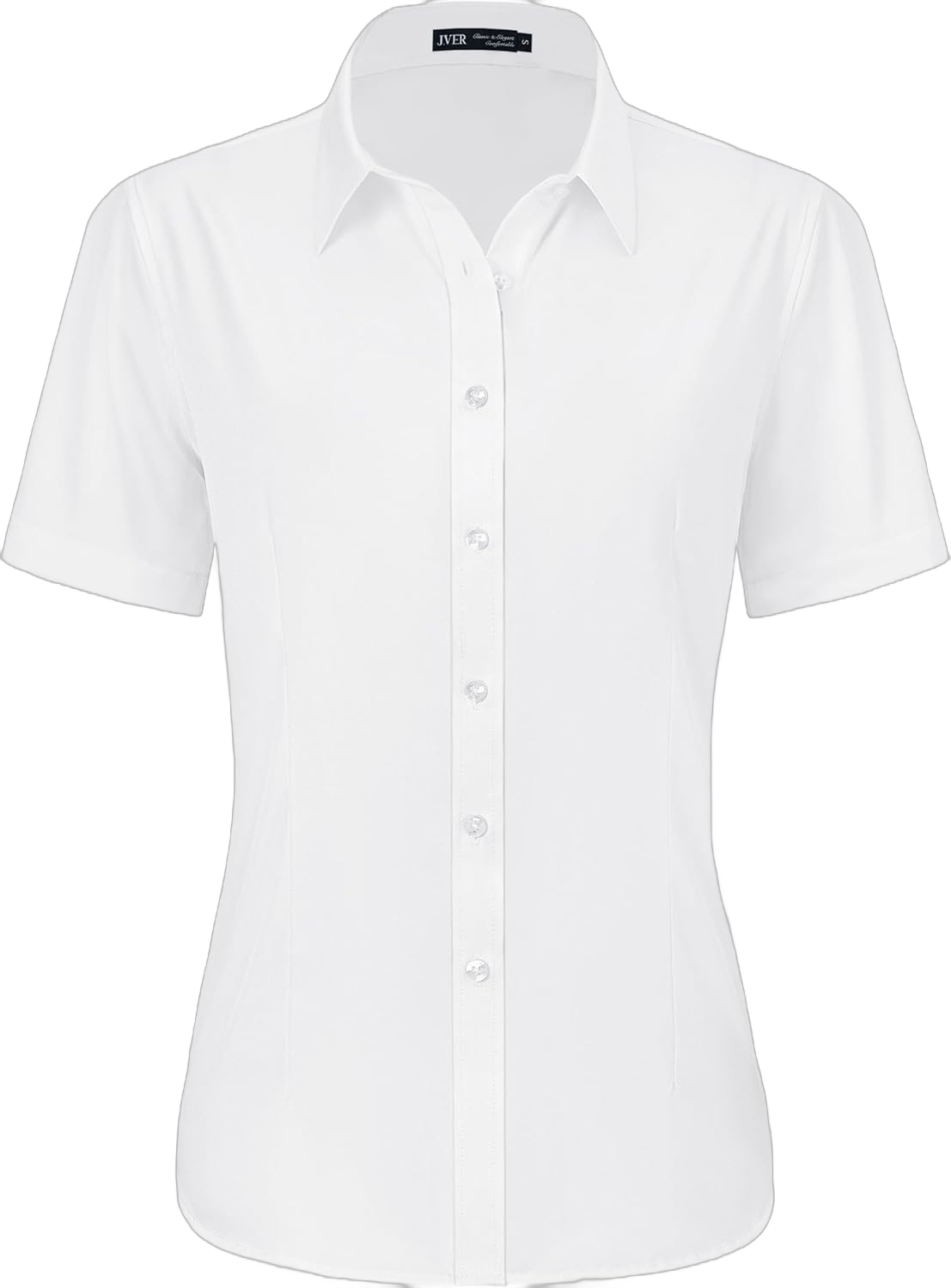 J.VER Womens Slim-Fit Short Sleeve Stretchy Button Down Collar Office Formal Casual Shirts Blouse L White 4X-Large