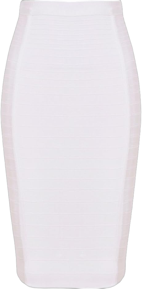 Women's High Waist Elastic Rayon Bandage Pencil Skirt Medium White