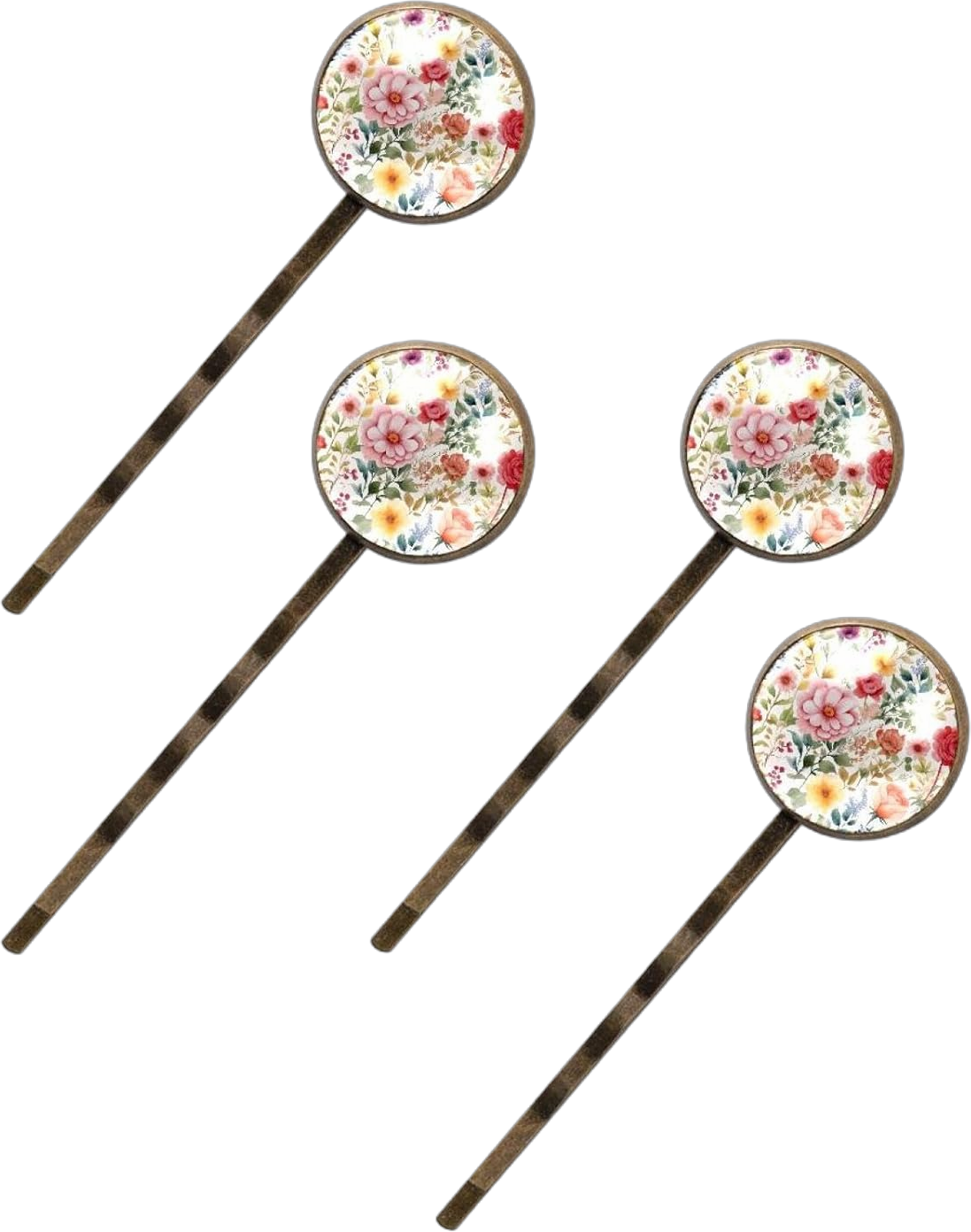 Vintage Hair Pins Set, Watercolor Floral Flowers in Vintage Rustic Style Long Bobby Pins Elegant Hair Clip, Stainless Steel Hairpin Barrette for Women Girls (Brown,2.5 Inch)