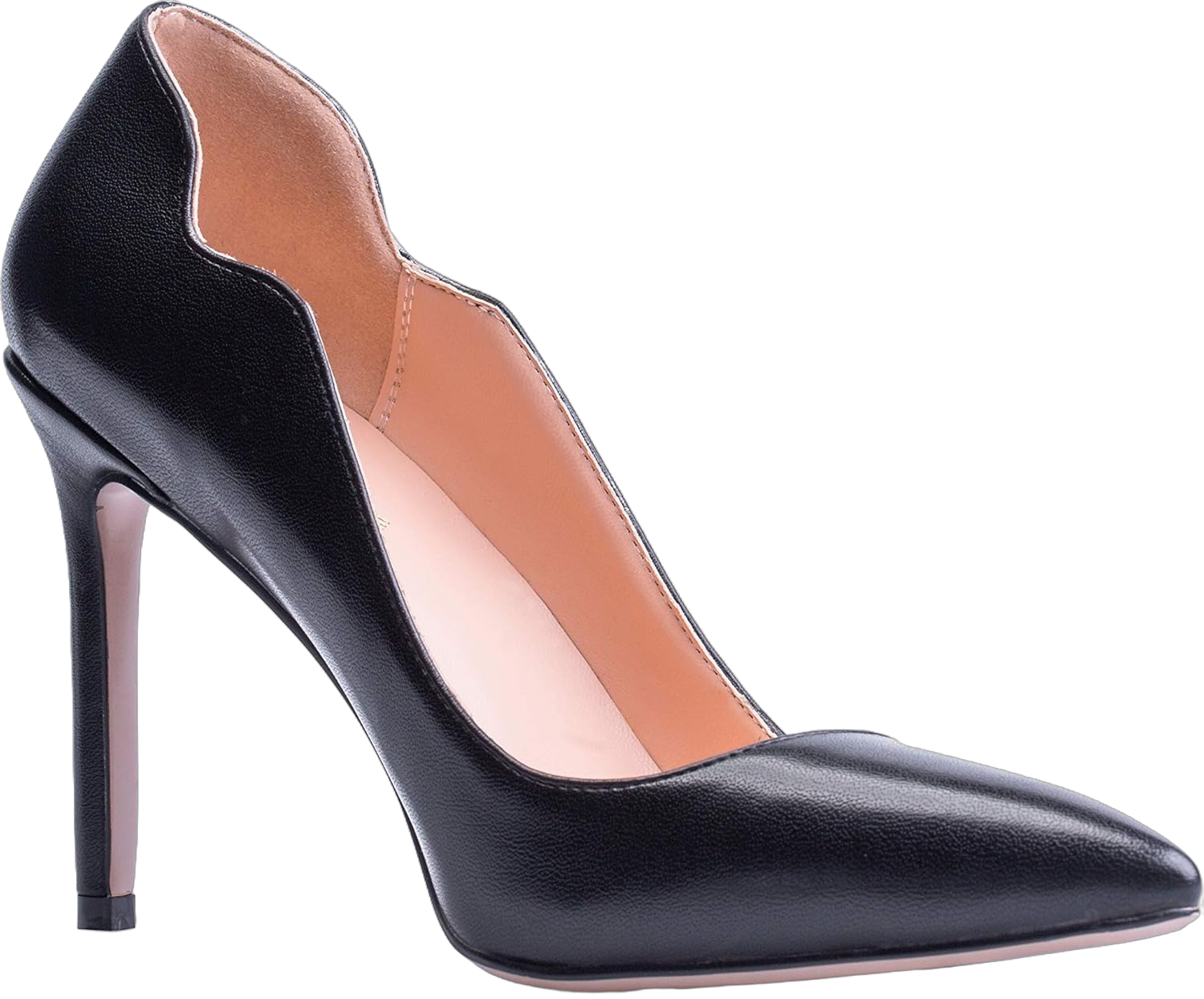 Petit Cadeau Lavinia - Women's Elegant & Sexy Pointed Toe Slip on Pumps with 4" Stiletto High Heels. Handmade to Perfection. 5 Black