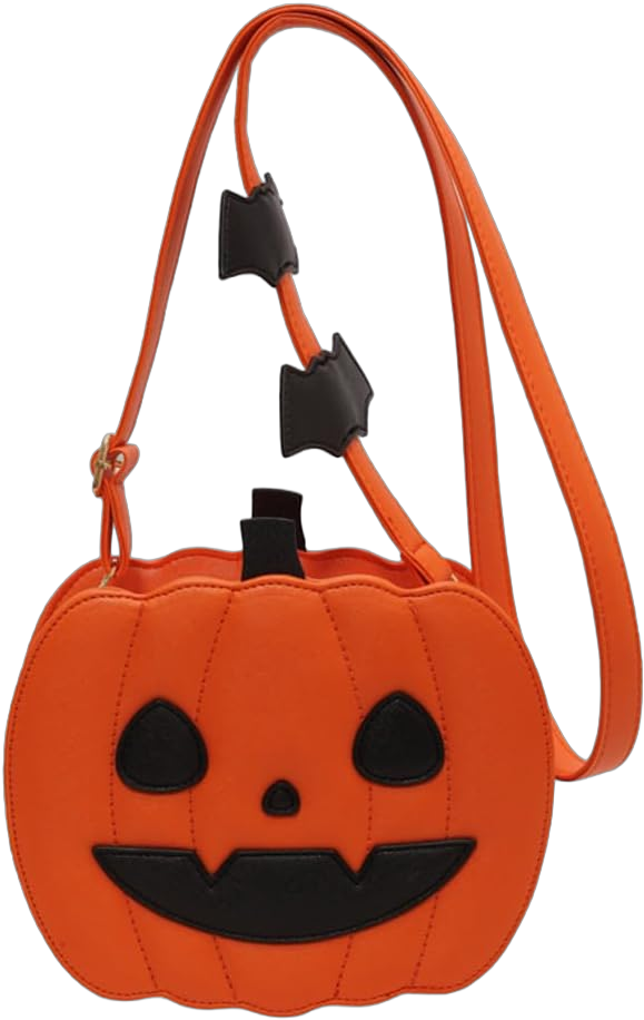 Pumpkin Crossbody Bag Purse Novelty Halloween Devil Shoulder Bag for Women Funny Bat Wing Crossbody Purse Orange Happy