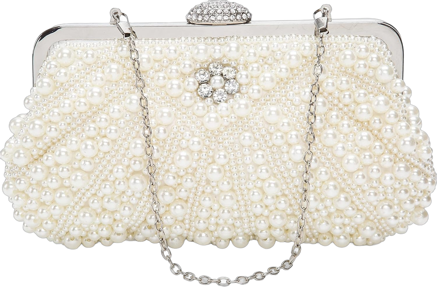 LIFEWISH Womens Pearl Evening bag Cascading Bead Rhinestone Fancy clutch purses Style P05