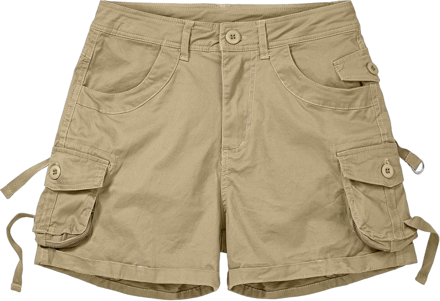 Cargo Shorts for Women Casual Shorts Cotton 3.5" Inseam Shorts Sporty Shorts for Hiking Travel Streetwear 10 Khaki 2112