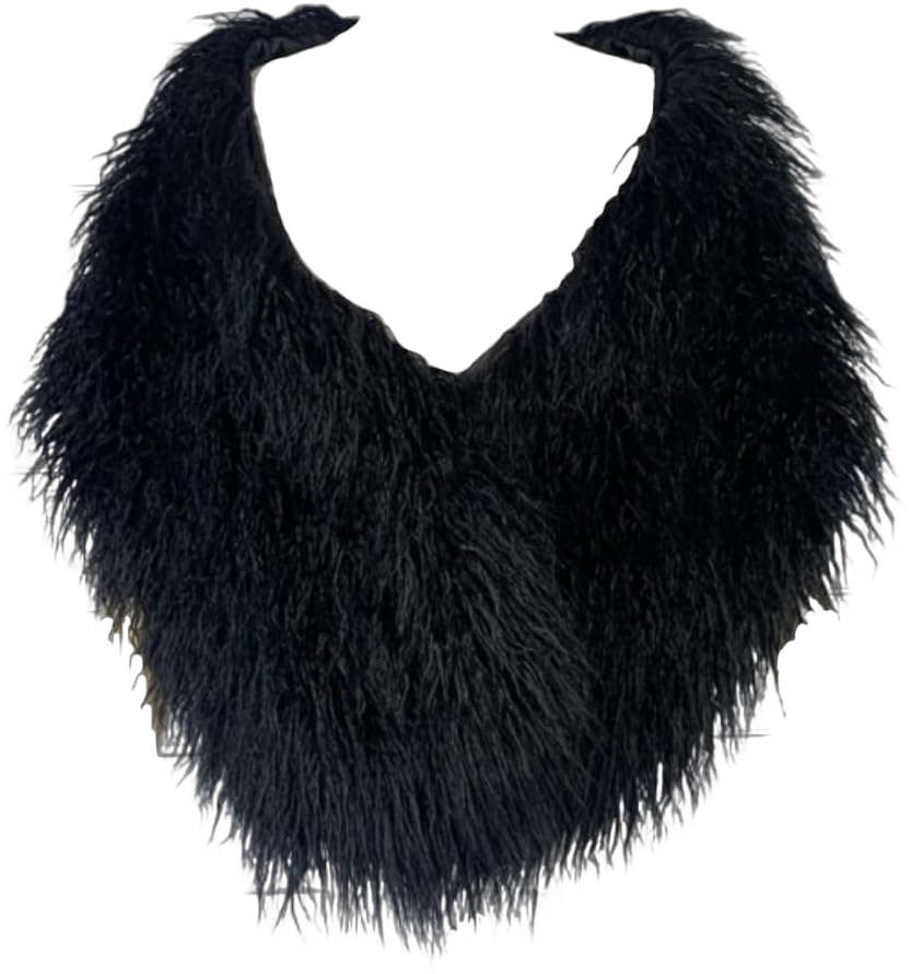 Women Fluffy Winter Artificial Faux Fur Fake Scarf Wrap Collar Shawl Shrug Black