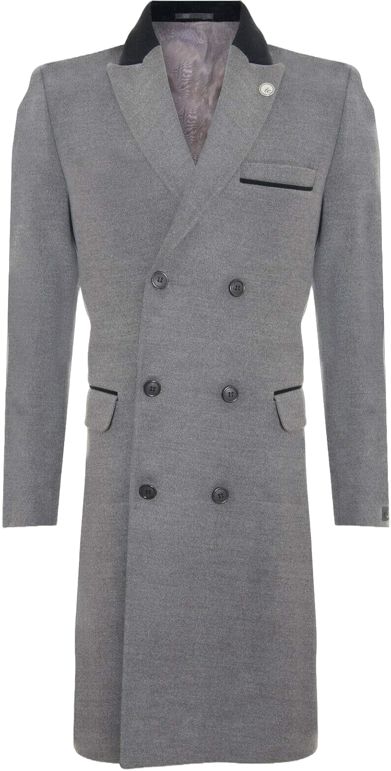 Mens 3/4 Long Double Breasted Warm Winter Business Crombie Overcoat Wool Coat XX-Large Grey