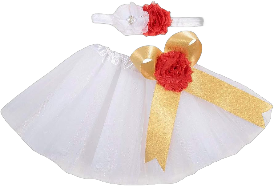 Nishine Baby Girls Tulle Mesh Tutu Skirt Dress with Flower Headband Set Baby Birthday Photo Props Costume Outfit One Size White