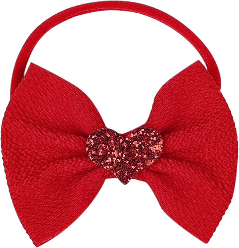 Love Heart Bow Headband for Baby Girls Valentine's Day Hair Band TSFD23 (Red)