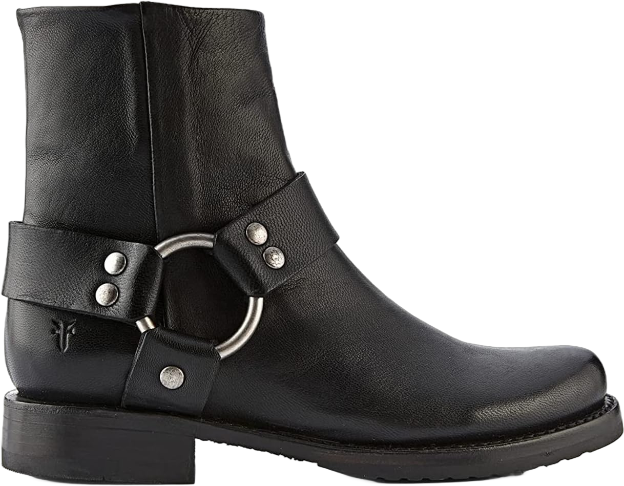 Frye Veronica Harness Short 6" Booties for Women - Leather Upper with Luxurious Leather Lining, Inside Zipper, Snap Harness, and Rubber Lug Outsole