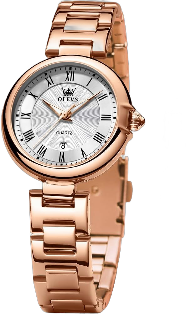 OLEVS Ladies Watch Roman Dress Elegant Analog Female Watches Stainless Steel Two Tone Waterproof Luminous Day Date for Womens Wrist Watch Gift rose gold watch