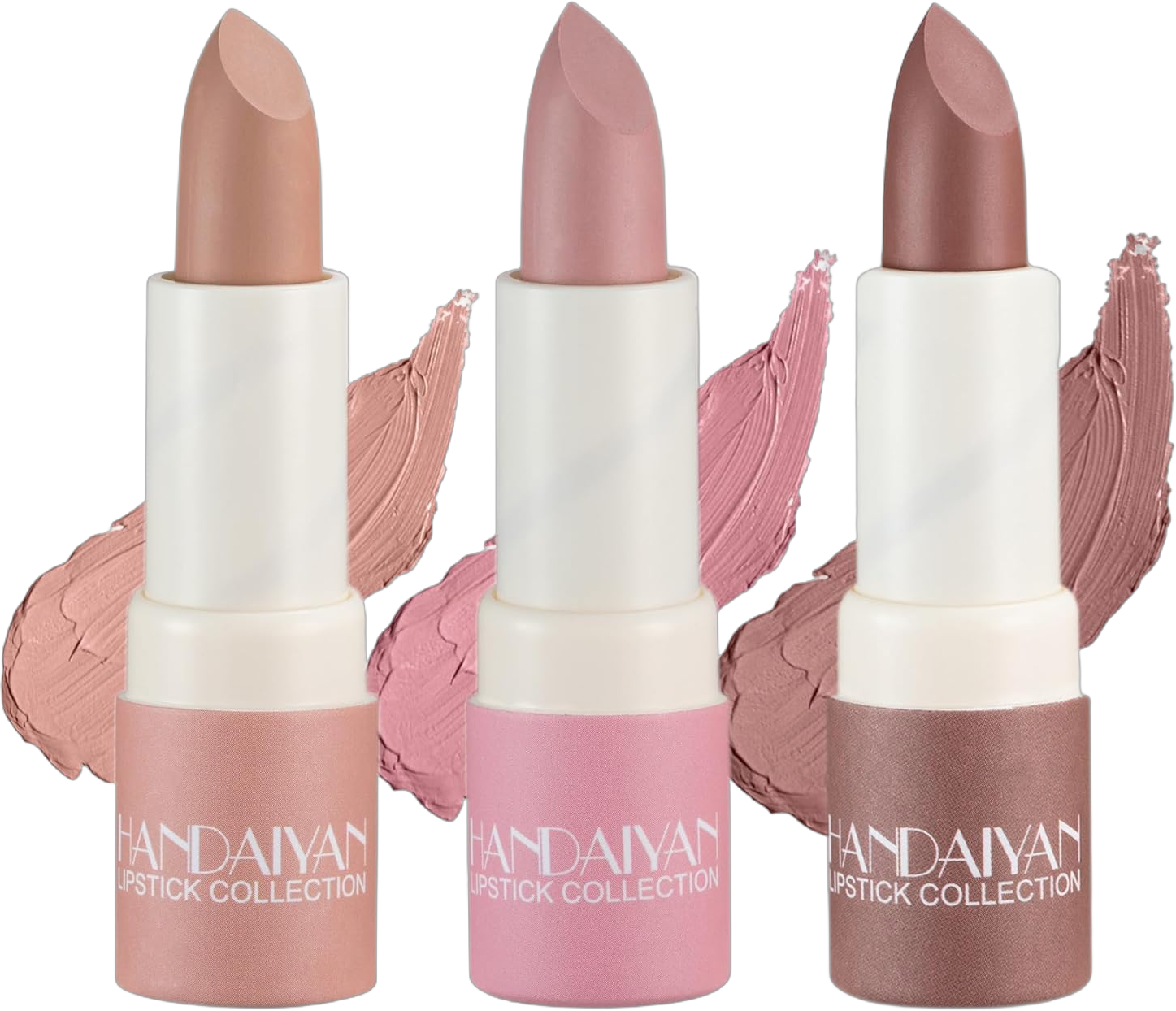 3PCS Matte Nude Lipstick Nude Paper Tube Lipsticks Silky Velvet Lip Gloss Nude Lip Stain Non-Stick Cup, Long Lasting Matte Lipstick for Women Daily Lip Makeup-Nude, Light Pink, Amber Nude,Light Pink,Amber