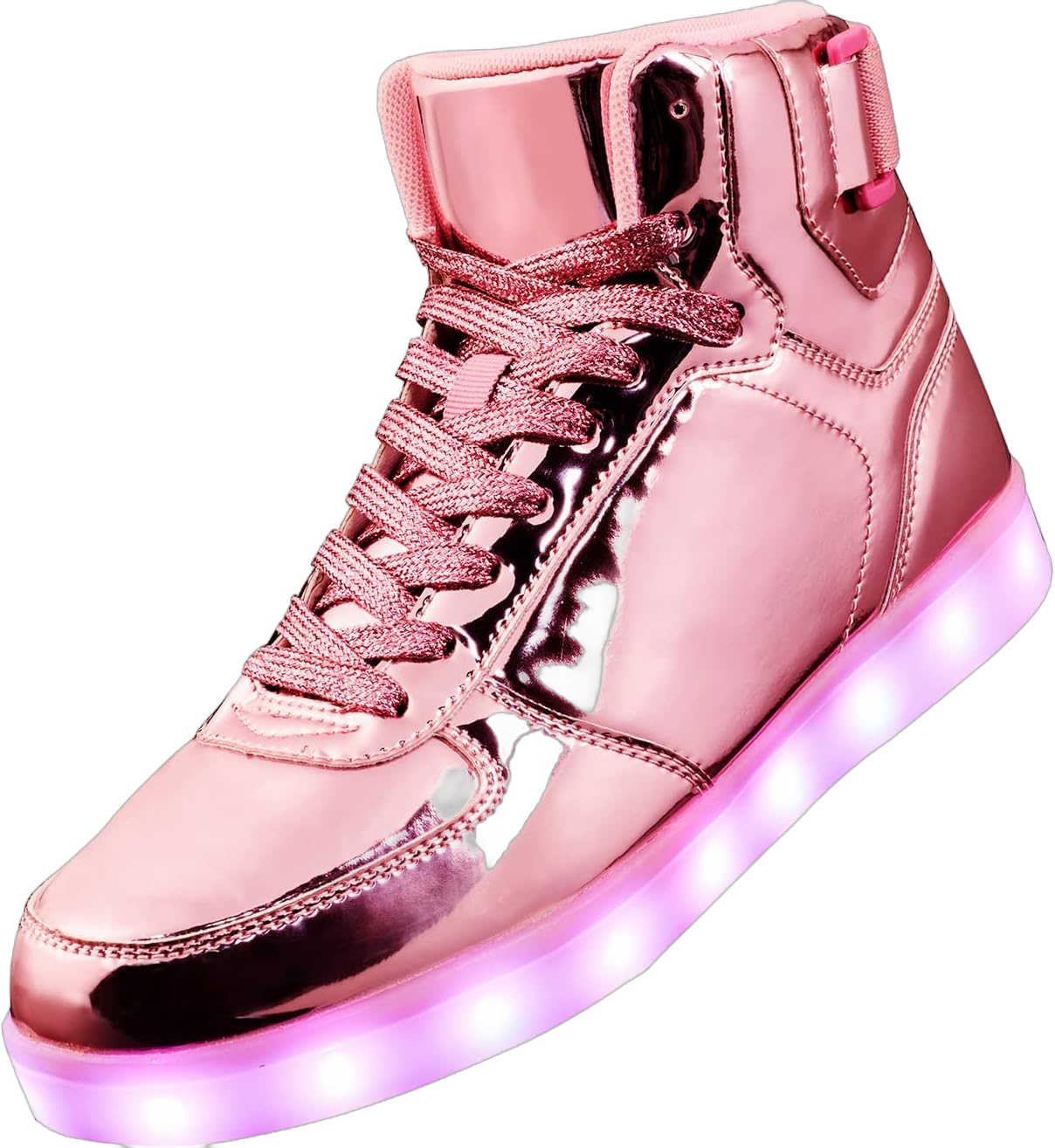 DIYJTS Unisex LED Light Up Shoes, Fashion High Top LED Sneakers USB Rechargeable Glowing Luminous Shoes for Men, Women, Teens 14 Women/12 Men Pink