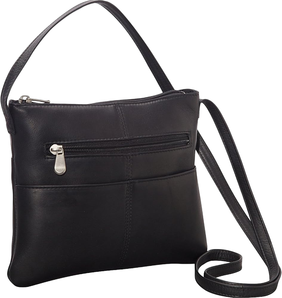 Le Donne Leather Slip Pocket Crossbody - Colombian Cowhide Leather Women’s Bag Black