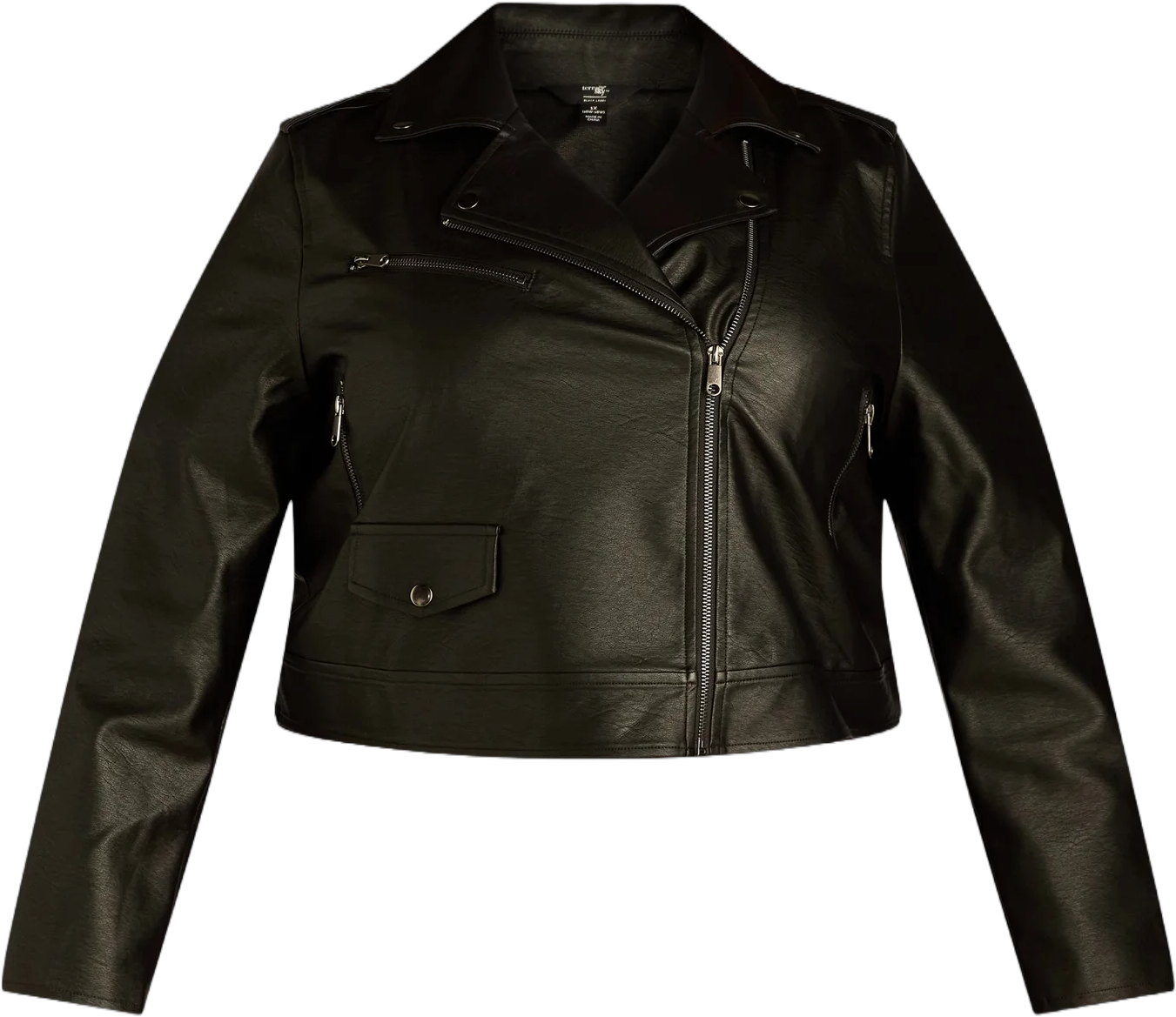 Terra & Sky Black Label Women's Plus Size Faux Leather Moto Jacket, 0X-4X