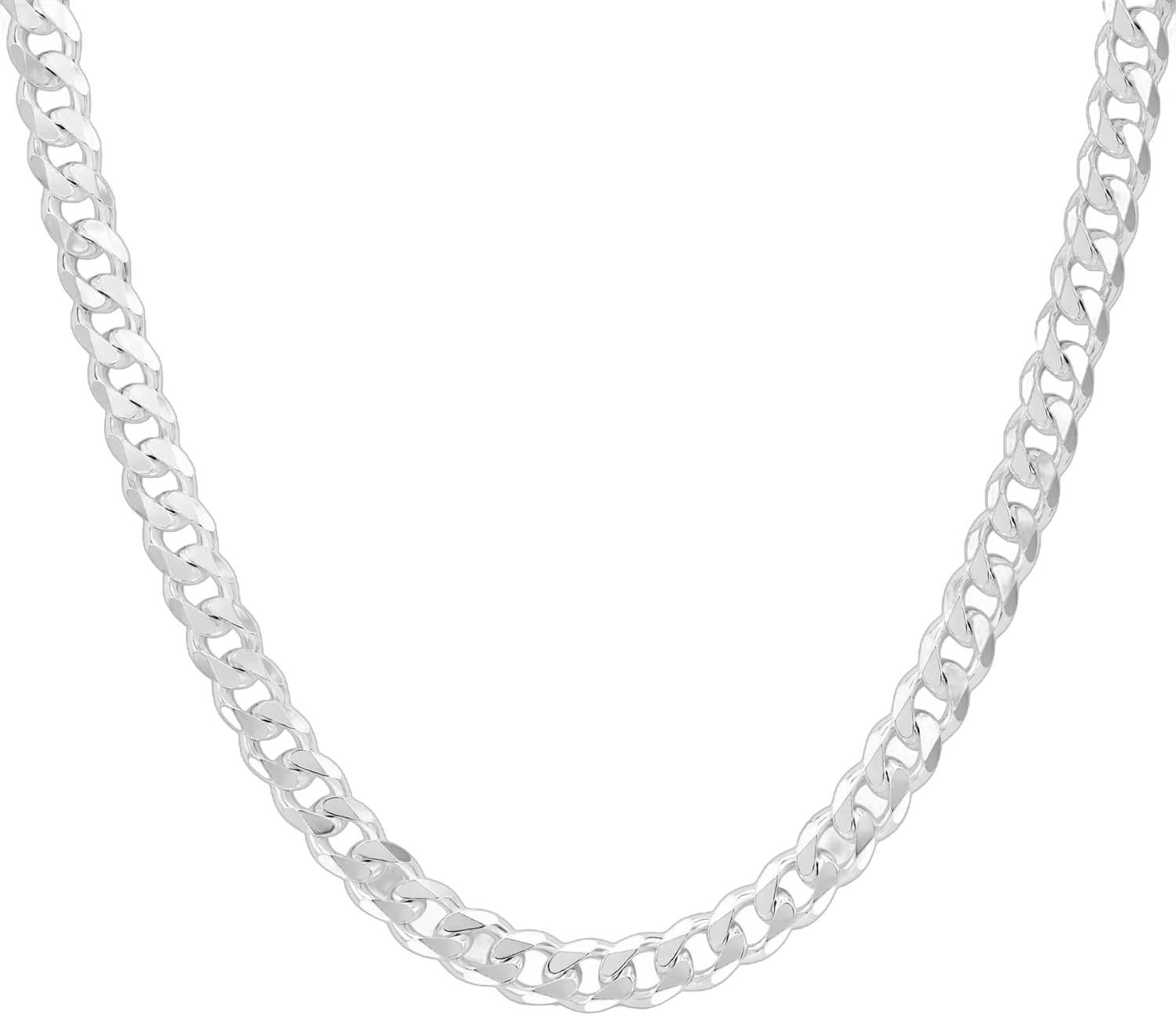 Italian 925 Sterling Silver Heavyweight Curb Cuban Necklace For Men, Thick Heavy Necklaces In Solid Sterling Silver, Mens Link Chain and Bracelet 6.75MM -9MM 24.0 Inches 7.5MM