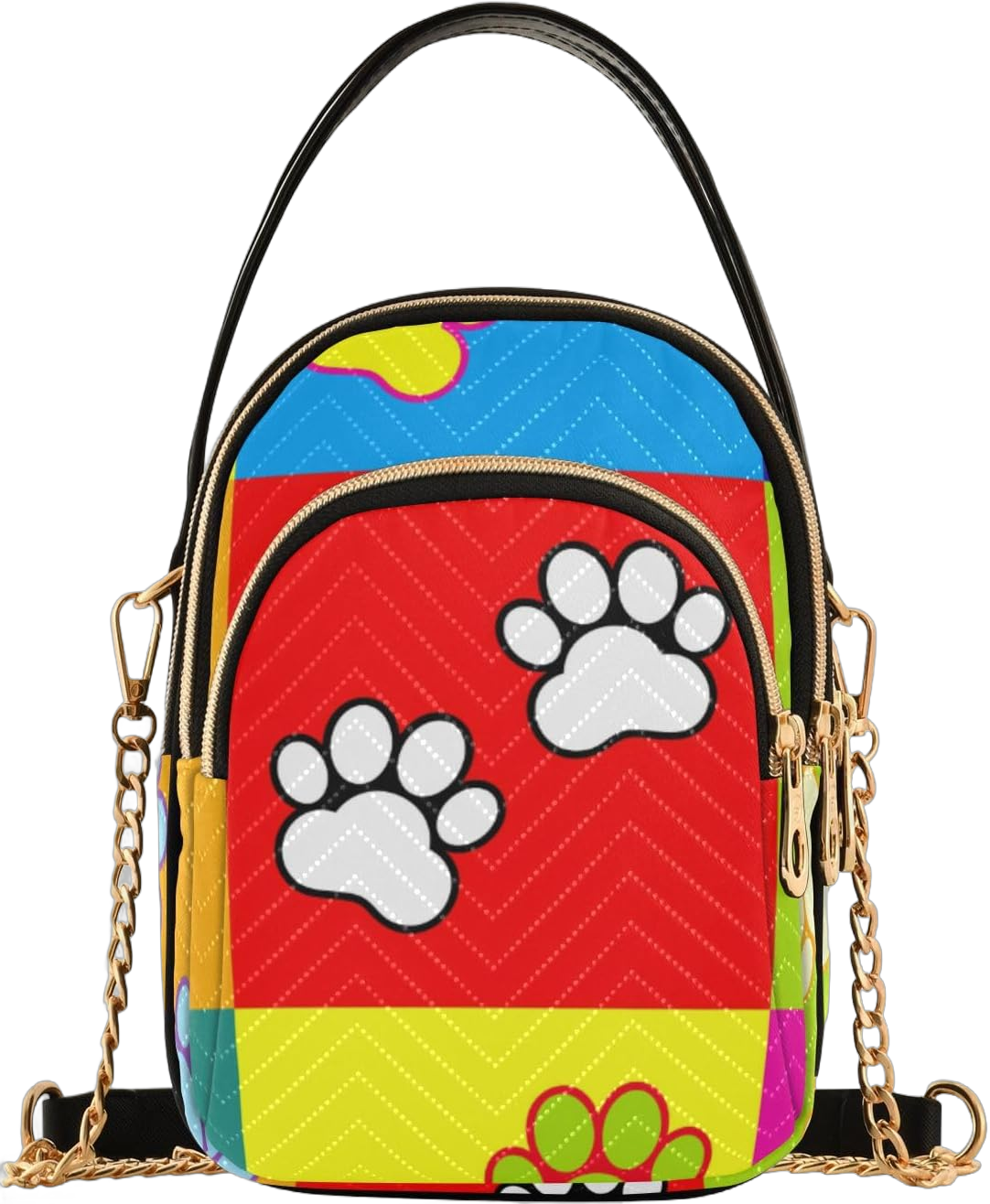 Small Crossbody Cell Phone Bag for Women, Fruit Mix Mini Over Shoulder Handbag Purse with Credit Card Slots One Size Multicolored Checkered Paw Prints